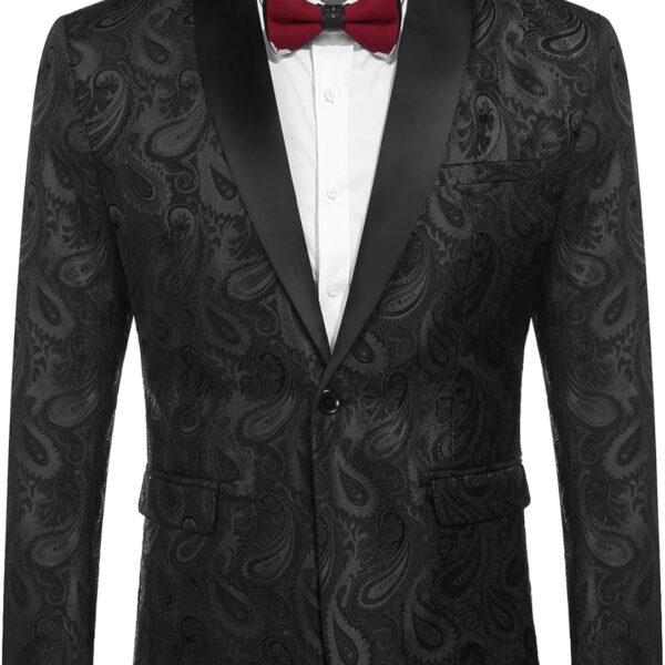 COOFANDY Mens Floral Tuxedo Jacket Paisley Shawl Lapel Suit Blazer Jacket for Dinner,Prom,Wedding