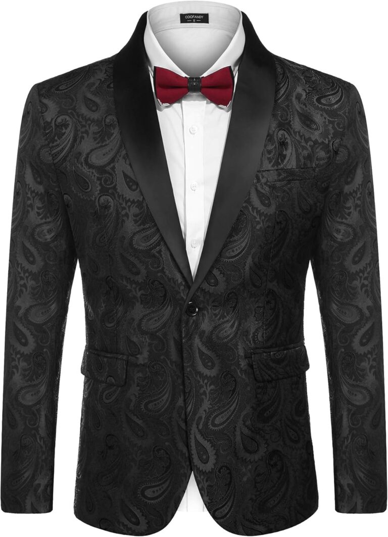 COOFANDY Mens Floral Tuxedo Jacket Paisley Shawl Lapel Suit Blazer Jacket for Dinner,Prom,Wedding