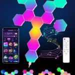 Hexagon LED Lights 12 Pack - RGB Wall Panels with Music Sync, Smart App & Remote Control, DIY Modular Hex Light for Gaming Room, Bedroom, Living Room, Wall Decor