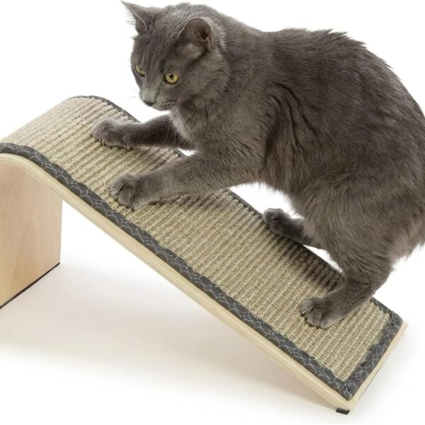 SmartyKat Sisal Angle Ramp Cat Scratcher, Natural Woven Sisal Surface & Stable Wooden Structure with Organic Catnip