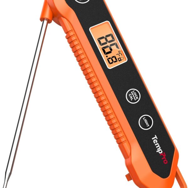 TempPro Digital Instant Read Meat Thermometer for Grilling Waterproof Kitchen Food Thermometer with Calibration Backlight Baking Bread Candy Thermometer Cooking Tools Utensils (Previously ThermoPro)