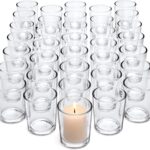 Letine 36-Pack Votive Candle Holders - Clear Glass Tea Light Holders - Glass Votive Candle Holder Bulk for Wedding Centerpieces/Home Table Decor/Propose/Christmas and Spring Party Decor