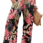 Angerella Womens Elastic High Waisted Palazzo Pants Casual Wide Leg Long Lounge Pant Trousers with Pocket