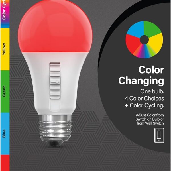 Feit Electric LED Color Changing Light Bulb - A19 with an E26 Medium Base Light Bulb - 60W Equivalent - 15 Year Life