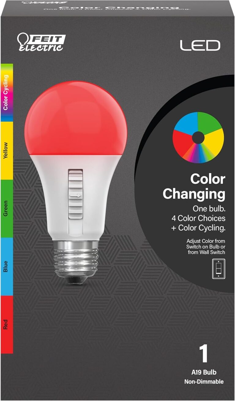 Feit Electric LED Color Changing Light Bulb - A19 with an E26 Medium Base Light Bulb - 60W Equivalent - 15 Year Life