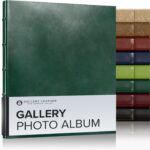 Gallery Leather Photo Album 4x6 Pictures with Slip-In Pockets & Writing Space  Holds up to 120 Photos, Ring Bound, Made in USA  Acadia Green - 11.75" x 10.5"