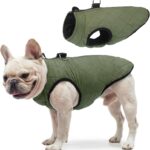 SCENEREAL Winter Dog Vest Coat with Harness Built In, Warm Puppy Jacket for Small Medium Dogs, Cold Weather Coat with Zipper, Fleece Puffer Vest Windproof Snow Clothes