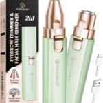 VOGCREST Hair Trimmer, 2 in 1 Facial Hair Remover & Eyebrow Trimmer for Women - Rechargeable, Portable, LED Light