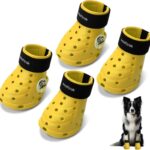 Dog Shoes Breathable Dog Shoe for Hot Pavement, Dog Booties and Paw Protectors, Non-Slip Waterproof Dog Sandals Boots (Yellow+Black, M: (2.6x2.3'')(L*W))