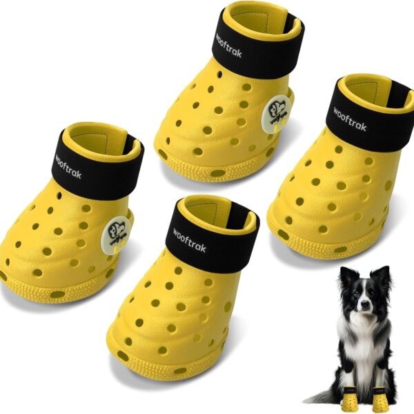 Dog Shoes Breathable Dog Shoe for Hot Pavement, Dog Booties and Paw Protectors, Non-Slip Waterproof Dog Sandals Boots (Yellow+Black, M: (2.6x2.3'')(L*W))