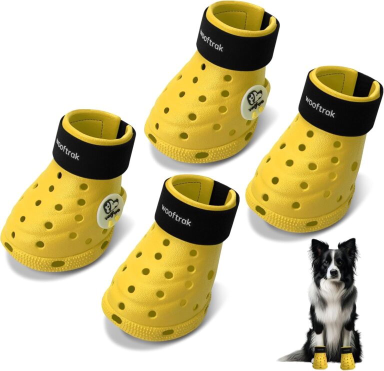 Dog Shoes Breathable Dog Shoe for Hot Pavement, Dog Booties and Paw Protectors, Non-Slip Waterproof Dog Sandals Boots (Yellow+Black, M: (2.6x2.3'')(L*W))