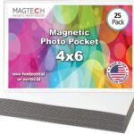 Magtech Magnetic Photo Pocket Picture Frame, White, Holds 4 x 6 Inches Photos, 25 Pack, Made in the USA (14625)