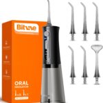 Bitvae Water Dental Flosser for Teeth, Cordless Water Teeth Cleaner Picks, 3 Modes 5 Intensities, IPX7 Waterproof, Rechargeable Water Dental Picks for Cleaning - Black