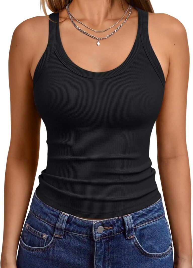 Trendy Queen Women's Tank Tops Crop Camisole Summer Fashion Sleeveless Ribbed Workout Basic Going Out Gym Spring Clothes 2026