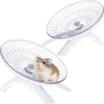 Thyle 2 Pieces Hamster Flying Saucer Silent Running Exercise Wheel Fitness Hamster Toys Silent Exercise Wheel for Hamsters Gerbils Mice Hedgehog Guinea Pig and Other Small Pets
