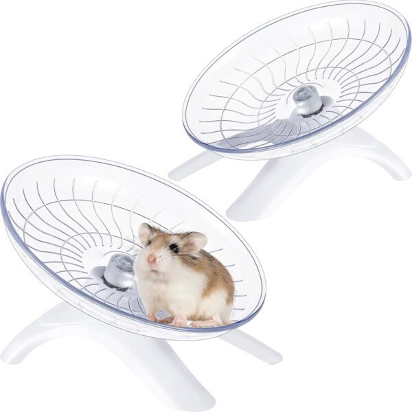 Thyle 2 Pieces Hamster Flying Saucer Silent Running Exercise Wheel Fitness Hamster Toys Silent Exercise Wheel for Hamsters Gerbils Mice Hedgehog Guinea Pig and Other Small Pets