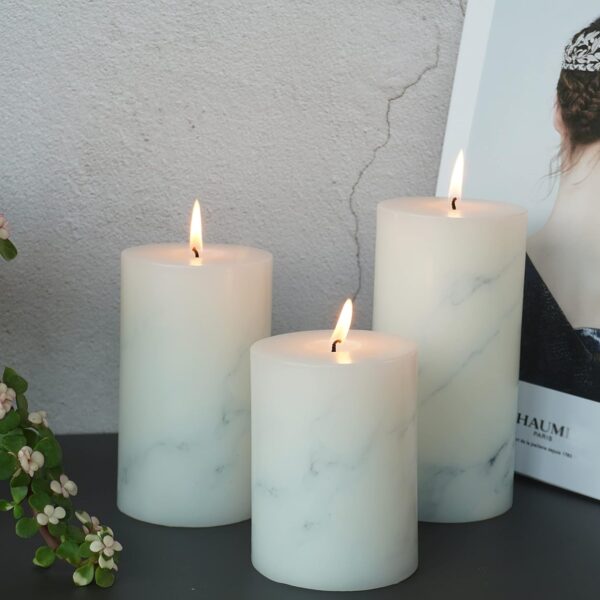 MOZEAL Hand-Poured Unscented Candle,Dripless Pillar Candle Set of 3,Includes 4", 5" and 6",Approx 300 Hours Burn Time,Rustic Country Style,for Wedding,Dinner,Christmas,Restaurants and Home Decor