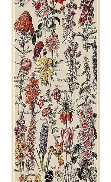 Tegeme Vintage Tapestry 52 x 13 Inch, Long Vertical Wall Hanging Reference Illustrative Botanical Tassel Tapestry for Bedroom Living Room Home Decoration(Flower)