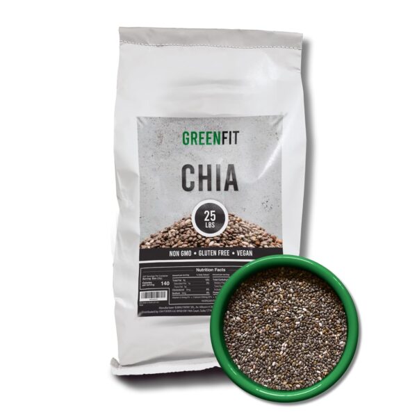 Greenfit Premium Bulk Chia Seeds (25Lbs Bag) | A+ Grade Chia | Nutrient-Packed Superfood | Non-GMO | Gluten-Free Chia Seeds Bulk | Vegan