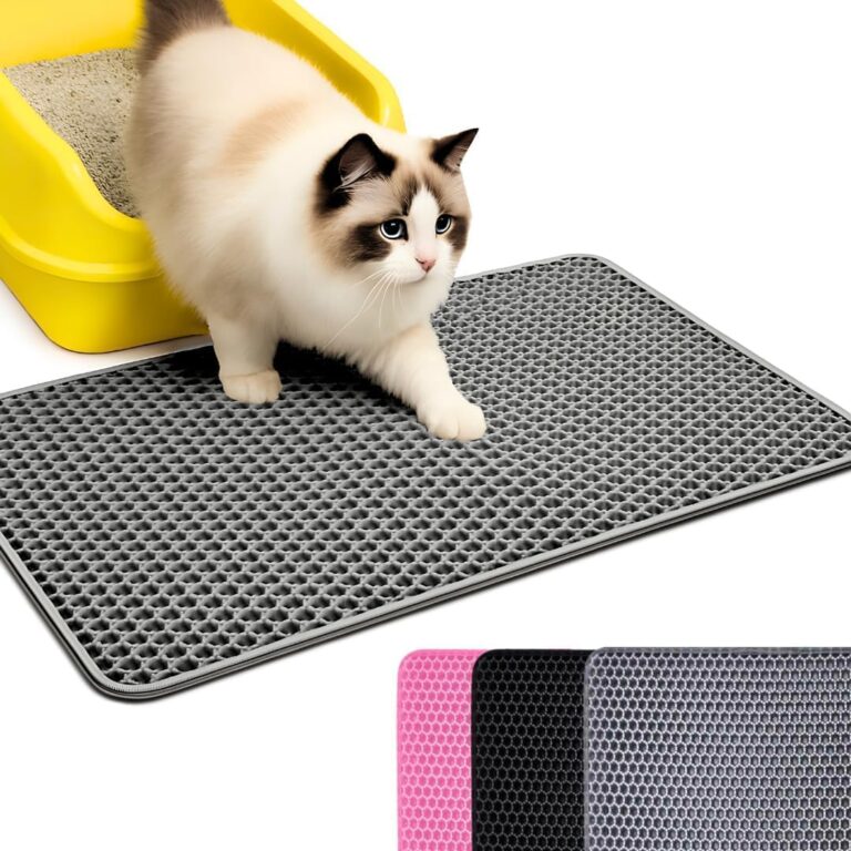 Andalus Brands Medium Cat Litter Mat - Waterproof & Urine-Proof Litter Box Mat, Non-Slip Kitty Litter Mats for Floor, Easy to Clean Litter Trapping Design (24" x 15", Grey)