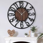 Large Wall Clock for Living Room Decor, 20 Inch Non Ticking Silent, Battery Operated Modern Vintage Oversized Wall Clock for Bedroom Kitchen