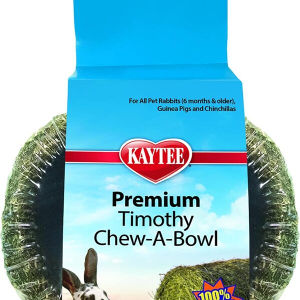 Kaytee Premium Timothy Hay Chew-A-Bowl for Rabbits, Guinea Pigs, and Chinchillas