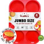 Walfos Silicone Muffin Top Pans for Baking 4inch Jumbo Size, Perfect Results Premium Non-Stick Bakeware Egg Baking Pan, Great for Eggs, Hamburger Bun, Muffin Top and More, Food Grade & BPA Free, 1pc