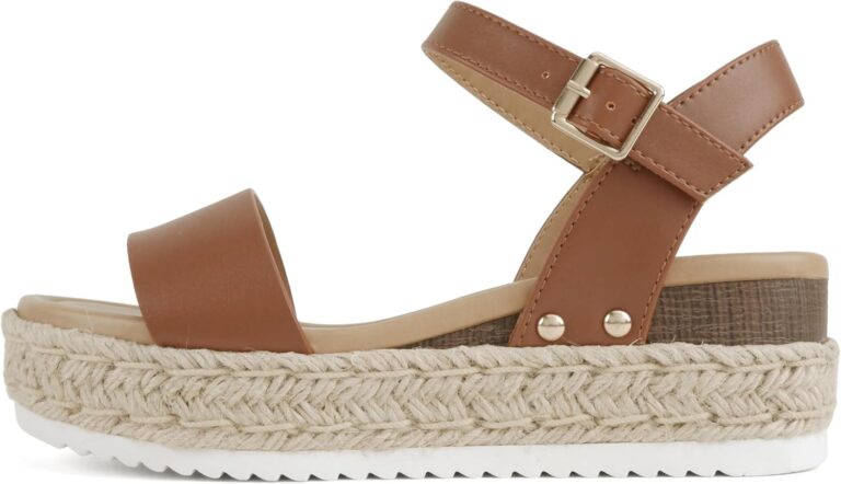 Soda CLIP ~ Women Open Toe Ankle Strap Platform Espadrille Sandal