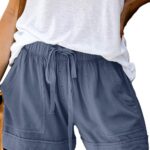 KISSMODA Womens Summer Shorts Leopard/Camo/Solid/Floral Print Elastic Waist Pocketed Casual Pants