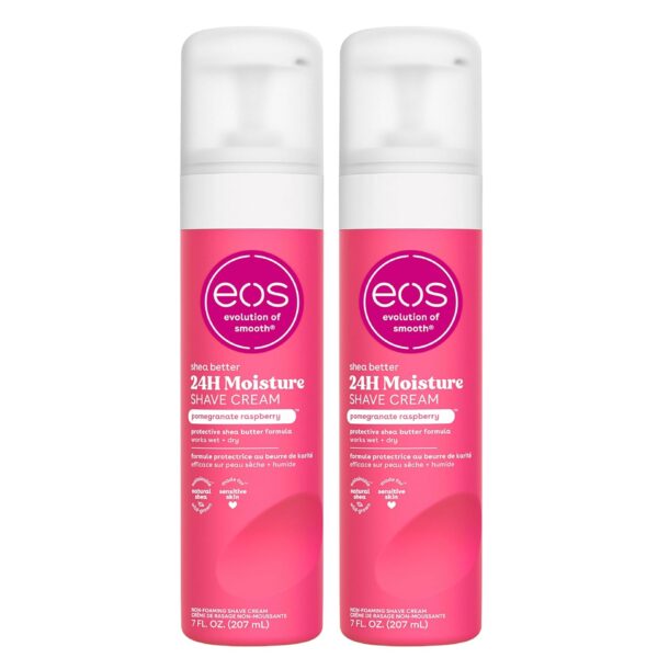 eos Shea Better Shave Cream- Pomegranate Raspberry, Shea Butter, Aloe Vera, 24H Moisturizing Shaving Cream for Women, 7 fl oz, 2-Pack