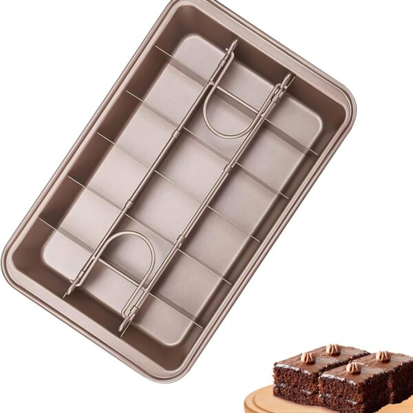 Brownie Pan with Dividers,Non-Stick Baking Pan,18 Pre-Cut Square Molds for Brownies,Brownie Pan, Lasagna Pan, Brownie Trays,and Cupcake Pan for Baking, Brownie Bites,12 X 8 X 2 Inches