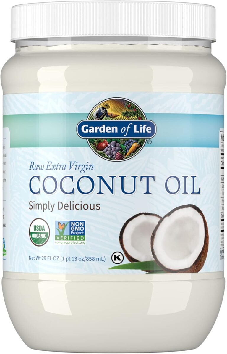 Garden of Life Coconut Oil for Hair, Skin, Cooking - Raw Extra Virgin Organic Coconut Oil, 57 Servings - Pure Unrefined Cold Pressed Oil with MCTs for Body Care or Baking, Aceite de Coco Organico