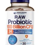 Wholesome Wellness Organic Raw Probiotics 100 Billion CFU, Dr Formulated for Women and Men, Complete Adult Supplement with Prebiotics and Digestive Enzymes; 30 Capsules, Shelf Stable
