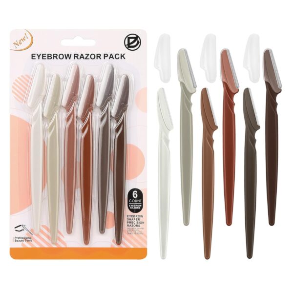 D Dermaplane Razor for Women Face - 6PCS Face Razors for Women - Eyebrow Razor with Precision Cover - Face Shaver for Women - Facial Hair Removal for Men - Neutral
