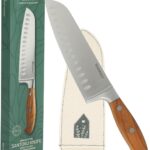 Bloomhouse - Two Time Oprah's Favorite Things Winner - 7-Inch Santoku Knife  German Stainless Steel Blade with Forged Italian Olive Wood Handle, Full Tang Kitchen Knife for Slicing Dicing & Mincing