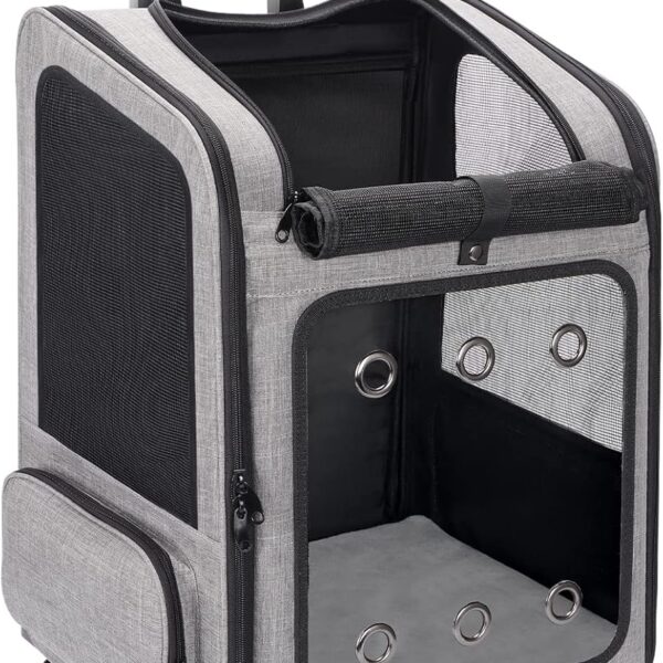 Extra Large Pet Carrier Backpack with Wheels Cats Under 30 Lbs, for Dogs Puppies Rabbits Other Animals Under 25 Lbs, Great for Travel/Hiking/Outdoor Use