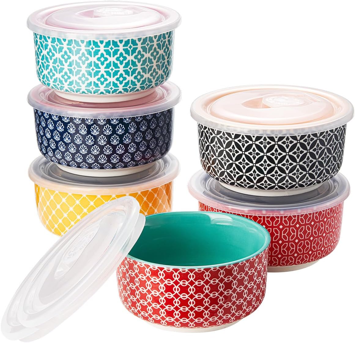 DOWAN Ramekins with Lids 4 oz Oven Safe for Creme Brulee Souffle, Ceramic Custard Cups for Baking, Small Bowls for Pudding Dip Ice Cream, Set of 6, Vibrant Colors DOWAN Ramekins with Lids 4 oz Oven Safe for Creme Brulee Souffle, Ceramic Custard Cups for Baking, Small Bowls for Pudding Dip Ice Cream, Set of 6, Vibrant Colors