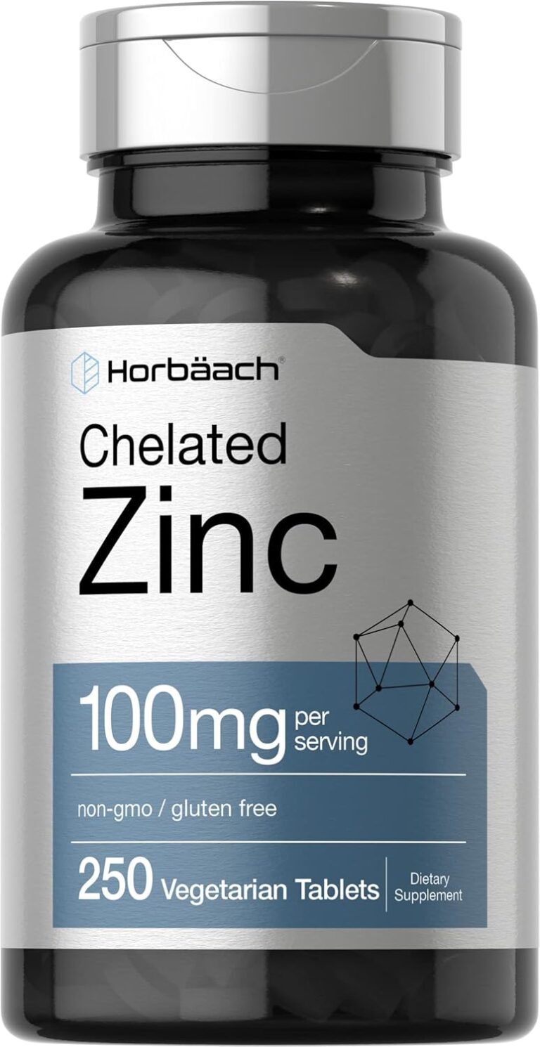 Horbach Chelated Zinc Supplement 100mg | 250 Tablets | High Potency & Superior Absorption | Vegetarian, Non-GMO, Gluten Free