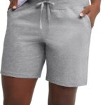 Hanes Women's Jersey Pocket Shorts, Drawstring Cotton Jersey Shorts, 7" Inseam