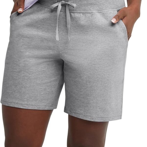 Hanes Women's Jersey Pocket Shorts, Drawstring Cotton Jersey Shorts, 7" Inseam