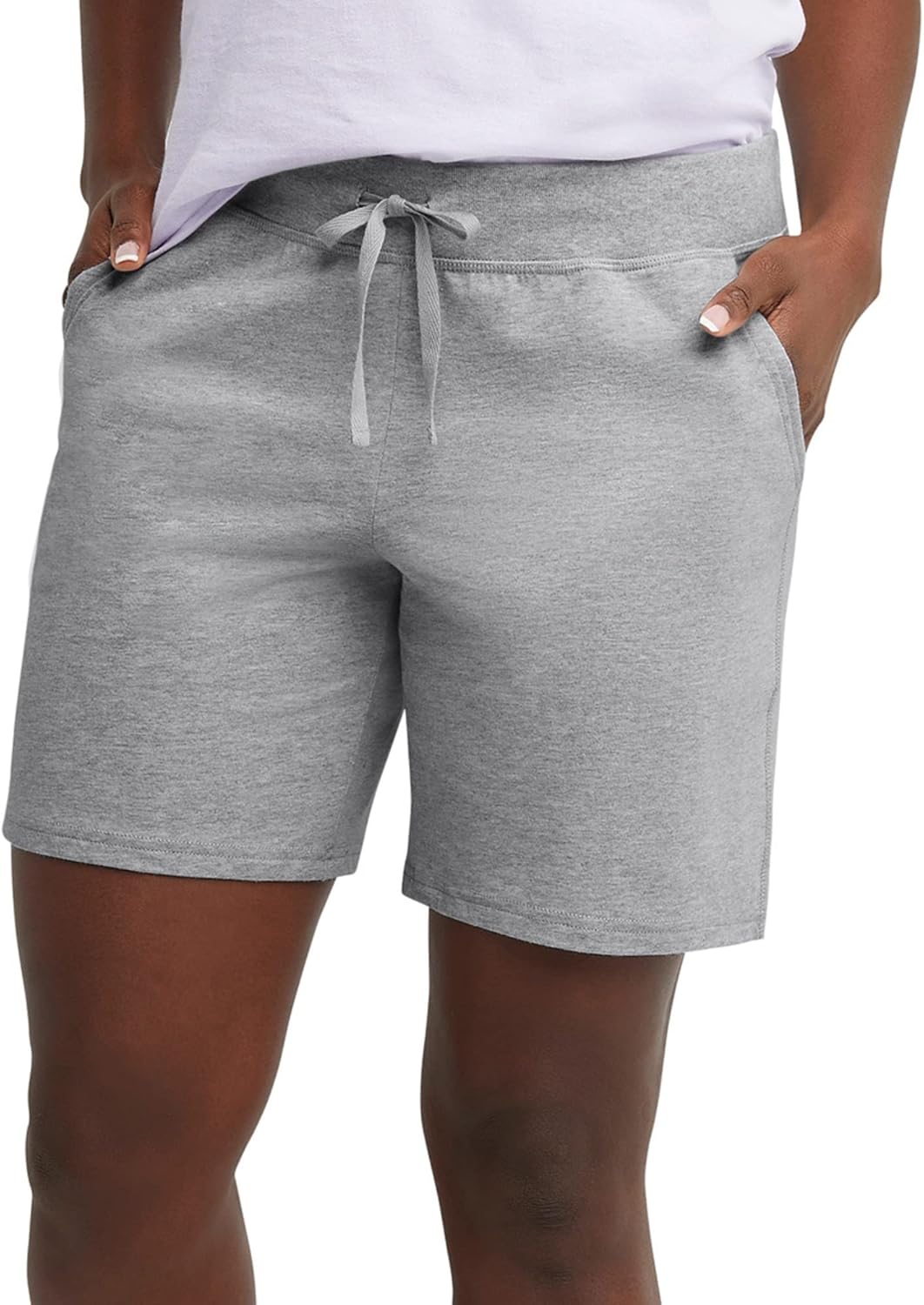 Hanes Women's Jersey Pocket Shorts, Drawstring Cotton Jersey Shorts, 7" Inseam Hanes Women's Jersey Pocket Shorts, Drawstring Cotton Jersey Shorts, 7" Inseam