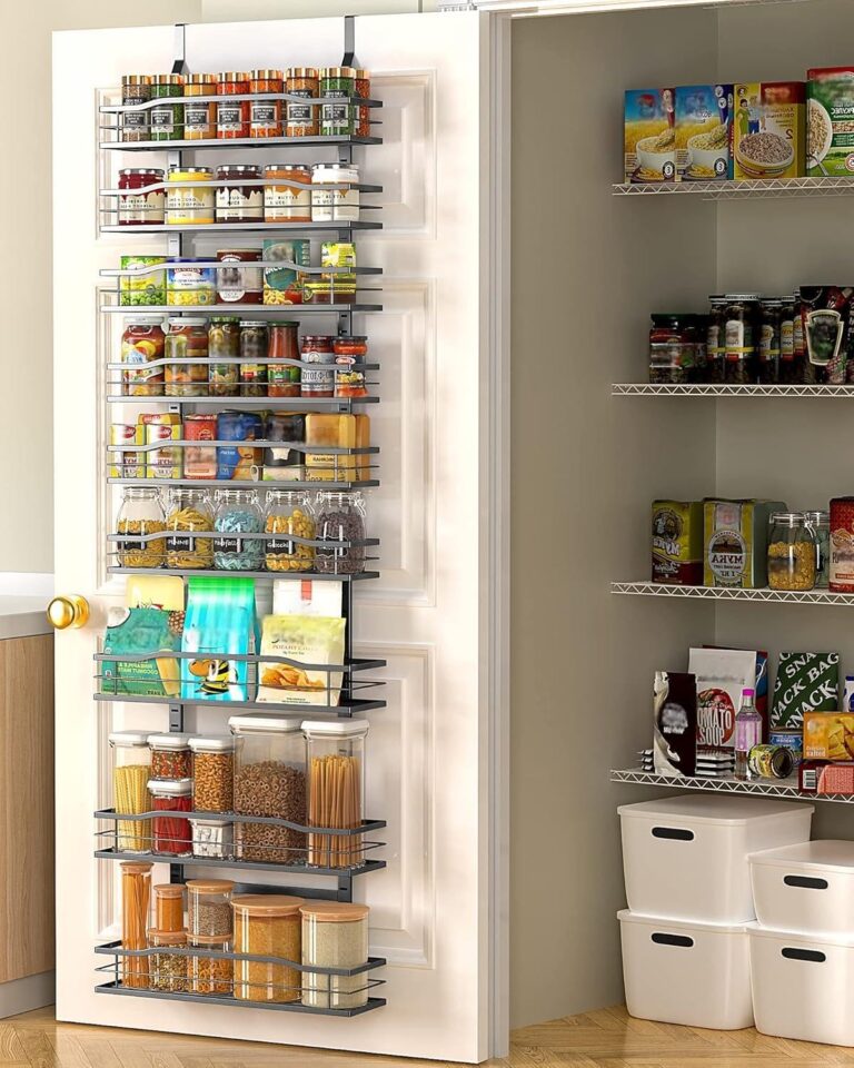 Moforoco 9-Tier Over The Door Pantry Organizer, Pantry Organization and Storage, Black Hanging Basket Wall Spice Rack Seasoning Shelves, Home & Kitchen Bedroom Bathroom House Essentials