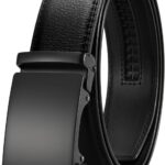 CHAOREN Mens Belt - Mens Ratchet Belt Leather 1 3/8" for Dress Pant - Micro Adjustable Belt Fit Everywhere