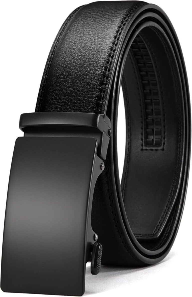 CHAOREN Mens Belt - Mens Ratchet Belt Leather 1 3/8" for Dress Pant - Micro Adjustable Belt Fit Everywhere