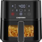 Chefman Air Fryer  4 QT Compact Airfryer for Quick & Easy Meals, Features Hi-Fry Technology for Extra Crisp, Easy-View Window, Touch Controls with 4 Presets, Nonstick & Dishwasher Safe Basket - Black