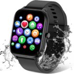 Smart Watch for Men Women Compatible with iPhone Samsung Android Phone 1.69 inch Full Touch Screen IP68 Waterproof Bluetooh Fitness Tracker Heart Rate/Sleep Monitor (Black)