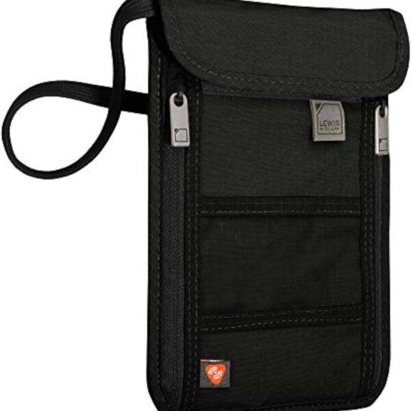 Lewis N. Clark RFID Blocking Stash Neck Wallet, Travel Pouch Passport Holder for Women & Men, Black