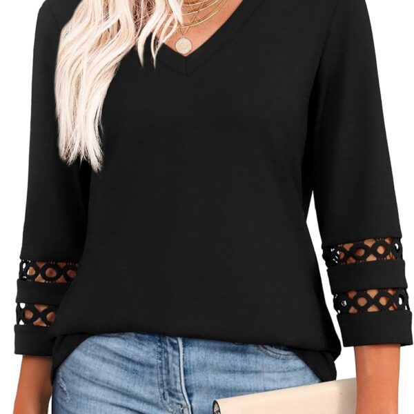 XIEERDUO 3/4 Length Sleeve Womens Tops Dressy Casual Blouses for Women 2026 Trendy V Neck T Shirts Summer Clothes