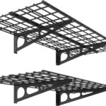 FLEXIMOUNTS 2-Pack 2x4ft 24-inch-by-48-inch Wall Shelf Garage Storage Rack Wall Mounted Floating Shelves, Black, Classic Series