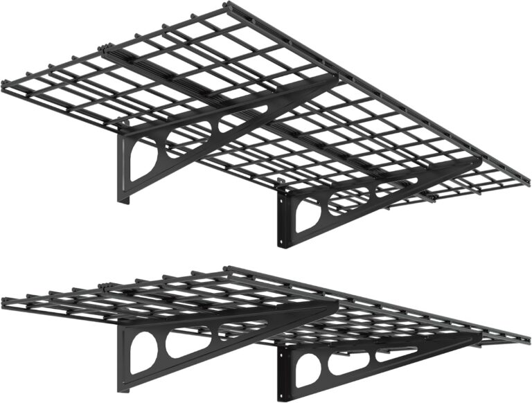FLEXIMOUNTS 2-Pack 2x4ft 24-inch-by-48-inch Wall Shelf Garage Storage Rack Wall Mounted Floating Shelves, Black, Classic Series